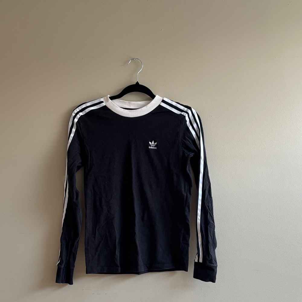 Adidas Black and White Long Sleeve Tee